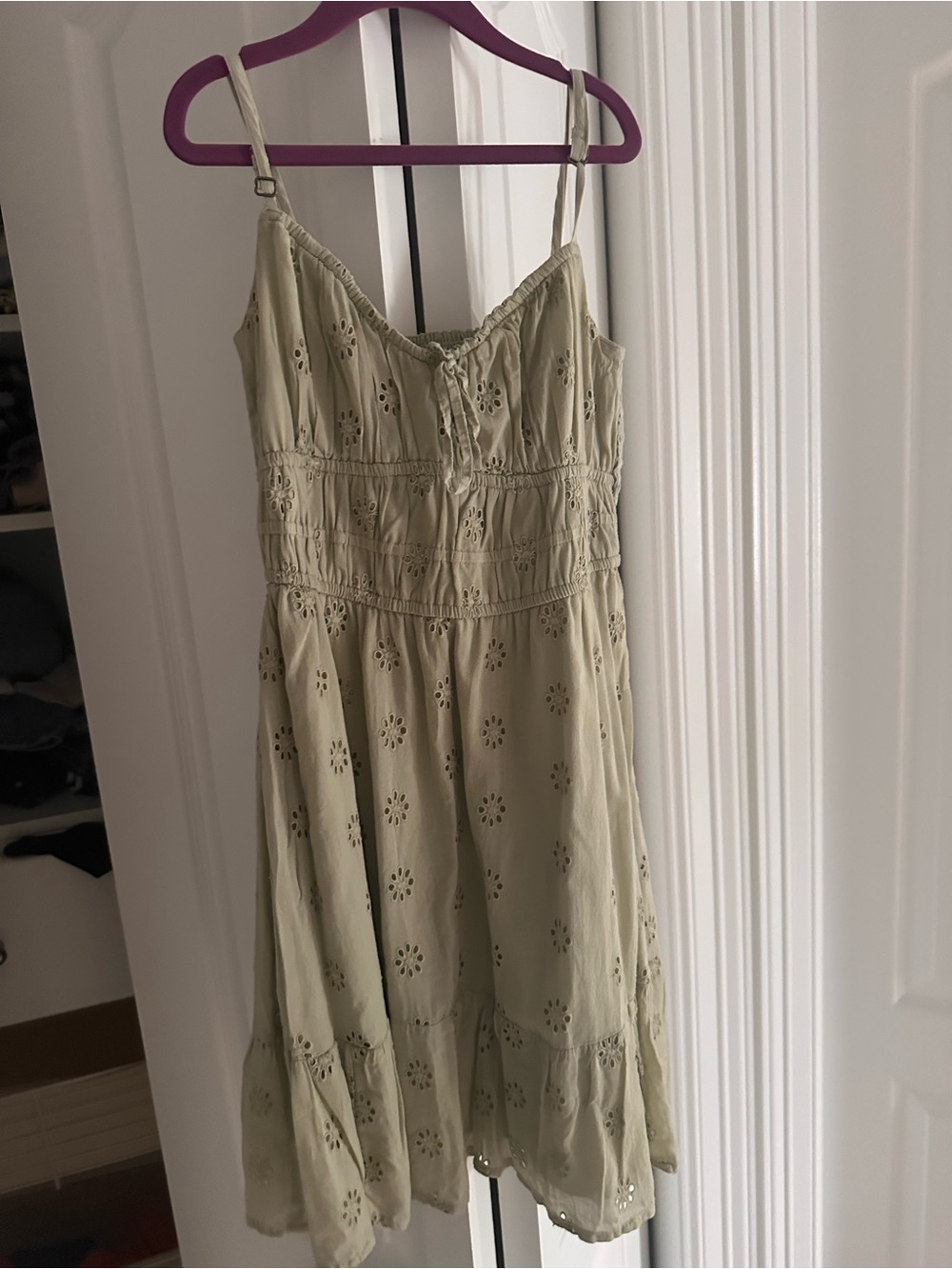 Hollister Sage Eyelet Midi Dress with Adjustable Straps